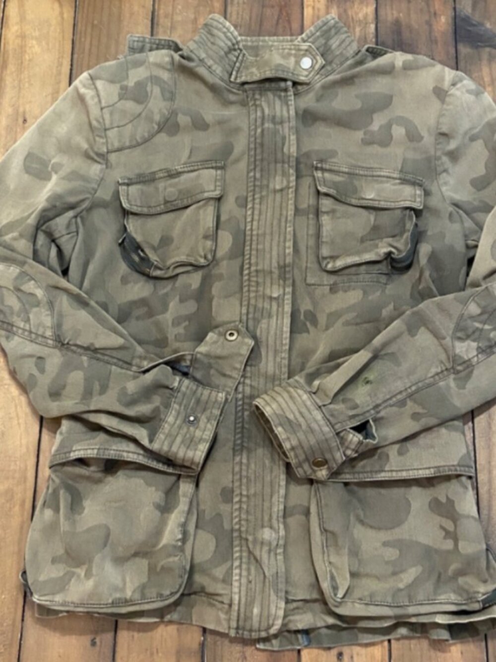 7 For All Mankind Camo Utility Jacket Medium Camouflage Military Field Coat - Picture 9 of 10